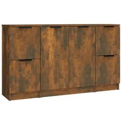 vidaXL 3x Sideboards Engineered Wood Cabinet Home Organiser Multi Colours - Smoked oak