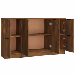 vidaXL 3x Sideboards Engineered Wood Cabinet Home Organiser Multi Colours - Smoked oak - Additional view 6