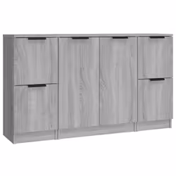 vidaXL 3x Sideboards Engineered Wood Cabinet Home Organiser Multi Colours - Grey sonoma