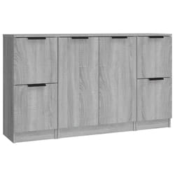 vidaXL 3x Sideboards Engineered Wood Cabinet Home Organiser Multi Colours - Grey sonoma