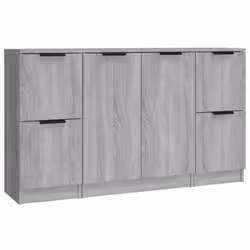 vidaXL 3x Sideboards Engineered Wood Cabinet Home Organiser Multi Colours - Grey sonoma