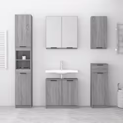 vidaXL Bathroom Cabinet Set 5 Piece Engineered Wood Vanity Unit Multi Colours - grey sonoma - Additional view 2