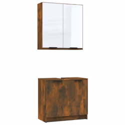vidaXL Bathroom Cabinet Set 2 Piece Engineered Wood Sink Unit Multi Colours - Smoked oak - Additional view 2