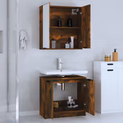 vidaXL Bathroom Cabinet Set 2 Piece Engineered Wood Sink Unit Multi Colours - Smoked oak - Additional view 3