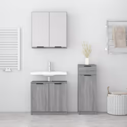 vidaXL Bathroom Cabinet Set 3 Piece Engineered Wood Vanity Unit Multi Colours - Grey sonoma - Additional view 2