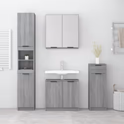 vidaXL Bathroom Cabinet Set 4 Piece Engineered Wood Vanity Unit Multi Colours - Grey sonoma - Additional view 2