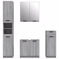vidaXL Bathroom Cabinet Set 4 Piece Engineered Wood Vanity Unit Multi Colours - Grey sonoma - Additional view 4
