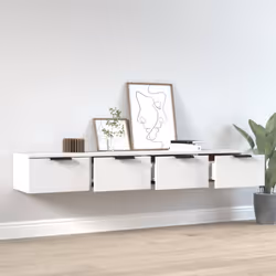 vidaXL 2x Wall Cabinets Engineered Wood Floating Hanging Cabinet Multi Colours - White - Additional view 5