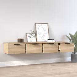vidaXL 2x Wall Cabinets Engineered Wood Floating Hanging Cabinet Multi Colours - Sonoma oak