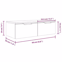 vidaXL 2x Wall Cabinets Engineered Wood Floating Hanging Cabinet Multi Colours - Concrete grey