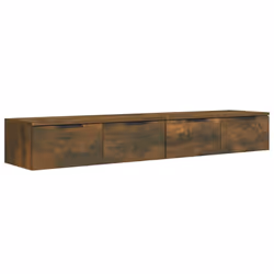 vidaXL 2x Wall Cabinets Engineered Wood Floating Hanging Cabinet Multi Colours - Smoked oak