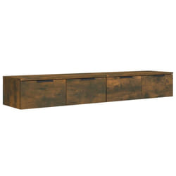 vidaXL 2x Wall Cabinets Engineered Wood Floating Hanging Cabinet Multi Colours - Smoked oak