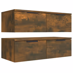 vidaXL 2x Wall Cabinets Engineered Wood Floating Hanging Cabinet Multi Colours - Smoked oak - Additional view 9