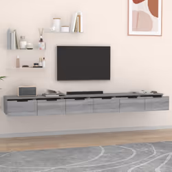 vidaXL 2x Wall Cabinets Engineered Wood Wall Floating Cabinet Multi Colours - Grey sonoma - Additional view 5