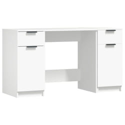 vidaXL Desk with Side Cabinet White Engineered Wood Office Computer Study Desk