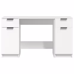 vidaXL Desk with Side Cabinet White Engineered Wood Office Computer Study Desk - Additional view 5