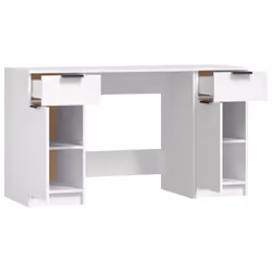 vidaXL Desk with Side Cabinet White Engineered Wood Office Computer Study Desk - Additional view 6