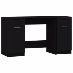 vidaXL Desk with Side Cabinet Black Engineered Wood Office Computer Study Desk