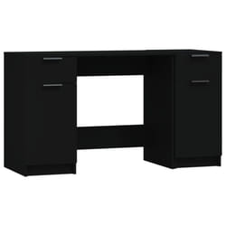 vidaXL Desk with Side Cabinet Black Engineered Wood Office Computer Study Desk