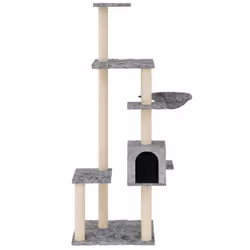 vidaXL Cat Tree with Sisal Scratching Posts Cat Climber Supply Multi Colours - Light grey