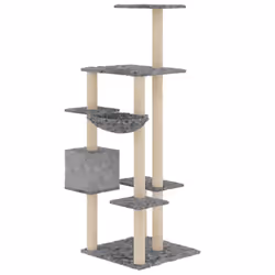 vidaXL Cat Tree with Sisal Scratching Posts Cat Climber Supply Multi Colours - Light grey - Additional view 4