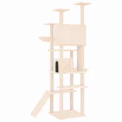 vidaXL Cat Tree with Sisal Scratching Posts 191 cm Cat Climber Multi Colours - cream - Additional view 4