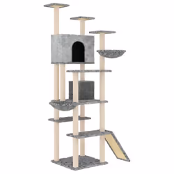 vidaXL Cat Tree with Sisal Scratching Posts 191 cm Cat Climber Multi Colours - light grey