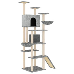 vidaXL Cat Tree with Sisal Scratching Posts 191 cm Cat Climber Multi Colours - light grey