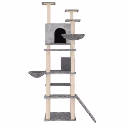 vidaXL Cat Tree with Sisal Scratching Posts 191 cm Cat Climber Multi Colours - light grey
