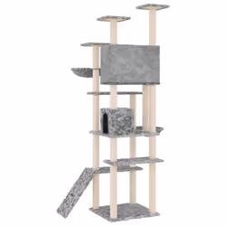 vidaXL Cat Tree with Sisal Scratching Posts 191 cm Cat Climber Multi Colours - light grey - Additional view 4