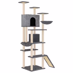 vidaXL Cat Tree with Sisal Scratching Posts 191 cm Cat Climber Multi Colours - dark grey