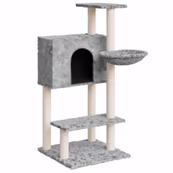 vidaXL Cat Tree with Sisal Scratching Posts 108.5 cm Cat Climber Multi Colours - Light grey