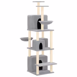 vidaXL Cat Tree with Sisal Scratching Posts 180 cm Cat Climber Multi Colours - Light grey