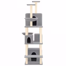 vidaXL Cat Tree with Sisal Scratching Posts 180 cm Cat Climber Multi Colours - Light grey