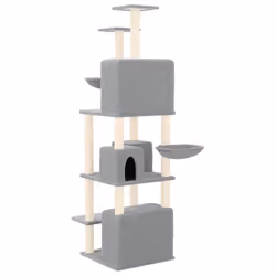 vidaXL Cat Tree with Sisal Scratching Posts 180 cm Cat Climber Multi Colours - Light grey - Additional view 4