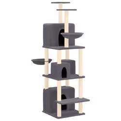 vidaXL Cat Tree with Sisal Scratching Posts 180 cm Cat Climber Multi Colours - Dark grey