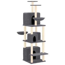 vidaXL Cat Tree with Sisal Scratching Posts 180 cm Cat Climber Multi Colours - Dark grey