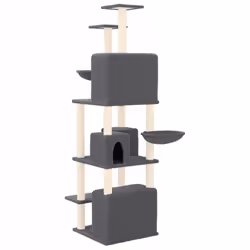 vidaXL Cat Tree with Sisal Scratching Posts 180 cm Cat Climber Multi Colours - Dark grey - Additional view 4