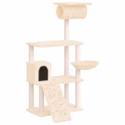 vidaXL Cat Tree with Sisal Scratching Posts 131 cm Cat Climber Multi Colours - Cream