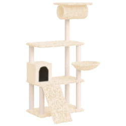 vidaXL Cat Tree with Sisal Scratching Posts 131 cm Cat Climber Multi Colours - Cream