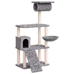 vidaXL Cat Tree with Sisal Scratching Posts 131 cm Cat Climber Multi Colours - Light grey