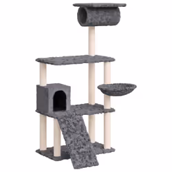 vidaXL Cat Tree with Sisal Scratching Posts 131 cm Cat Climber Multi Colours - Dark grey