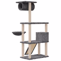 vidaXL Cat Tree with Sisal Scratching Posts 131 cm Cat Climber Multi Colours - Dark grey - Additional view 4