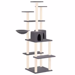 vidaXL Cat Tree with Sisal Scratching Posts Cat Activity Centre Multi Colours - Dark grey