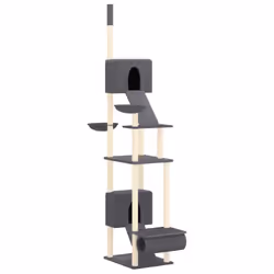 vidaXL Floor to Ceiling Cat Tree 277-303 cm Scratch Tower Tree Multi Colours - Dark grey