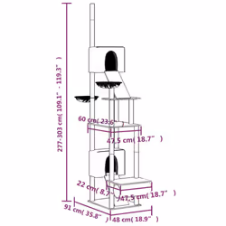 vidaXL Floor to Ceiling Cat Tree 277-303 cm Scratch Tower Tree Multi Colours - Dark grey - Additional view 8