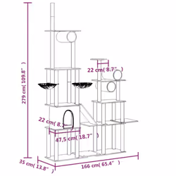 vidaXL Cat Tree with Sisal Scratching Posts Cat Activity Centre Cat Climbing - Dark grey - Additional view 6