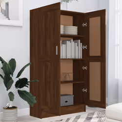 vidaXL Book Cabinet Storage Rack Bookshelf Bookcase Sideboard Engineered Wood - brown oak