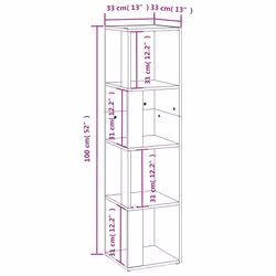 ) vidaXL Corner Cabinet Rack Standing Shelf Storage Cabinet Engineered Wood - Smoked oak, 33 x 33 x 132 cm (W x D x H - Additional view 3