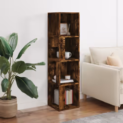 ) vidaXL Corner Cabinet Rack Standing Shelf Storage Cabinet Engineered Wood - Smoked oak, 33 x 33 x 132 cm (W x D x H - Additional view 4